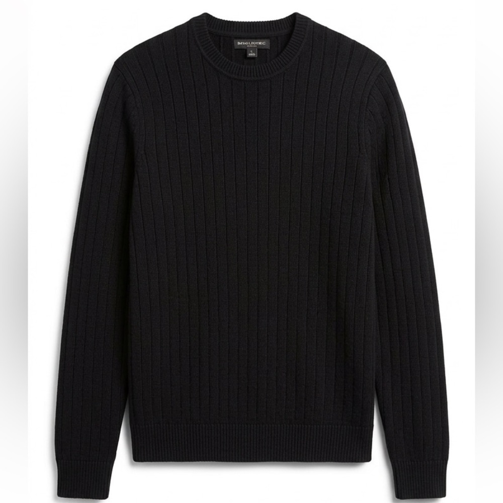 Banana Republic Men’s Size L Black Vertical Ribbed Crewneck Sweater